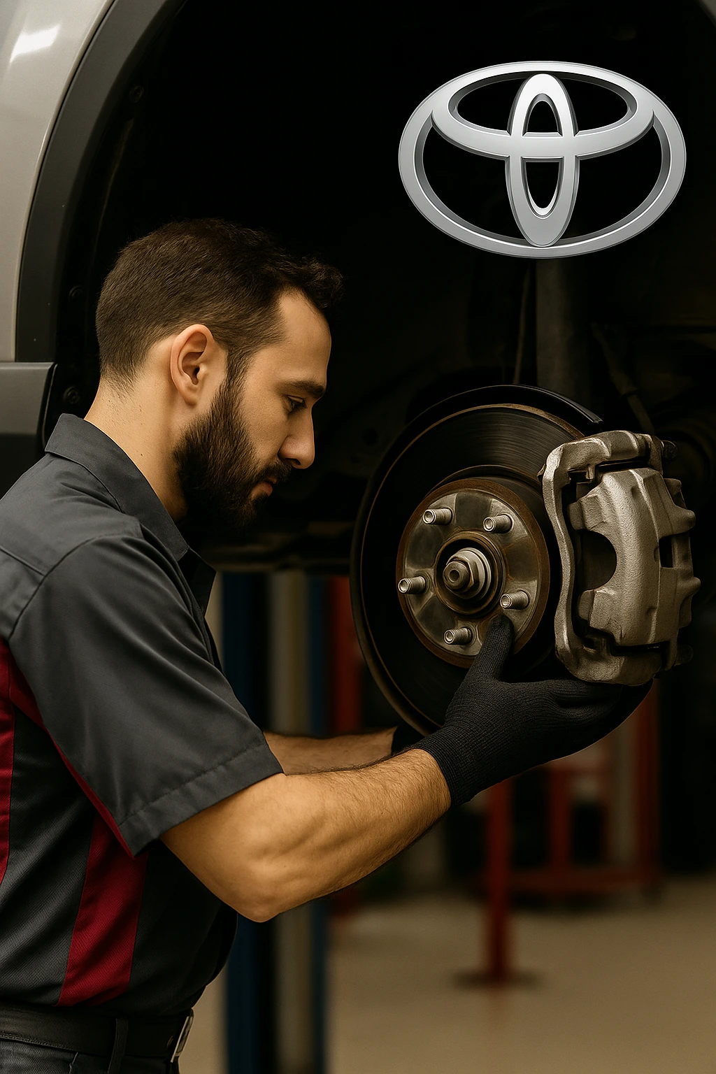 Toyota fren bakımı yapan usta, fren balatası kontrolü — Denkar Oto Servis Ümraniye